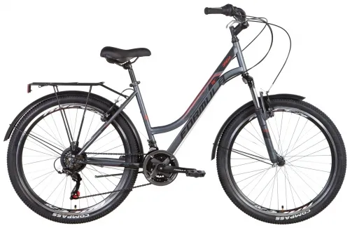 Велосипед 26 Formula OMEGA AM Vbr (2022) темно-сірий з червоним (м) з багажником та крилами