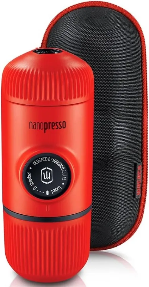 Портативна еспресо-кавоварка Wacaco Nanopresso з чохлом, lava red