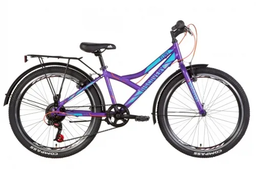 Велосипед 24 Discovery FLINT (2021) фиолетовый с багажником