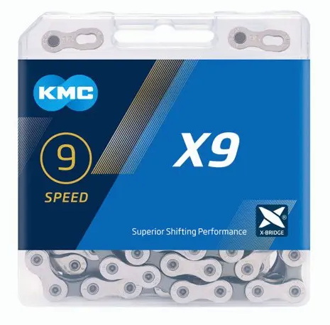 Цепь KMC X9 9-speed 114 links silver/grey + замок