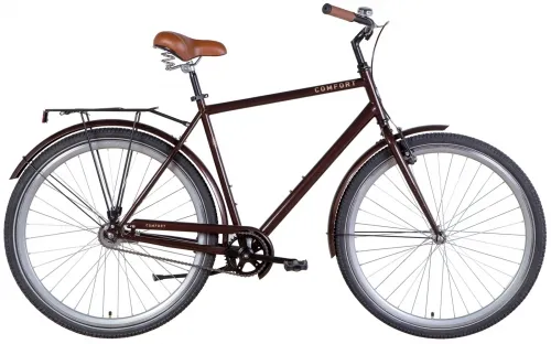 Велосипед 28 Dorozhnik COMFORT MALE Velosteel (2022) коричневый с багажником и крыльями