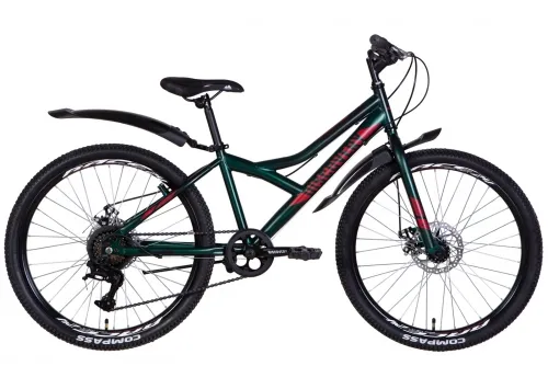 Велосипед 24 Discovery FLINT DD (2022) зеленый (м) с крыльями
