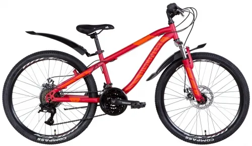Велосипед 24 Discovery FLINT AM DD (2022) красный (м) с крыльями