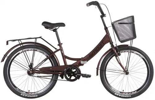 Велосипед 24 Formula SMART Vbr (2022) коричневый с багажником, крыльями и корзиной
