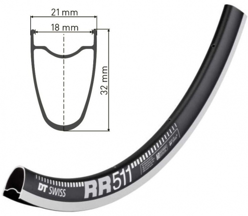 Обод 29/28 DT Swiss RR 511 (622x18 mm) Rim 24H 530g