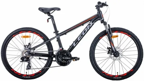 Велосипед 24 Leon Junior AM DD (2021) черно-оранжевый с серым (м)