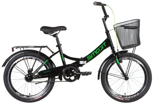 Велосипед 20 Formula SMART Vbr (2022) чорно-зелений з багажником, крилами та кошиком