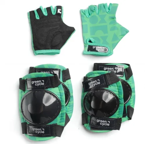 Защита для детей Green Cycle Flash наколенники, налокотники, перчатки, зеленый