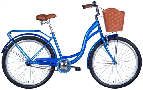 Велосипед 26 Dorozhnik AQUAMARINE (2024) синій з кошиком та багажником