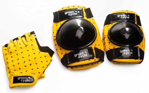 Захист для дітей Green Cycle Flash наколінники, налокітники, рукавички, жовто-чорний