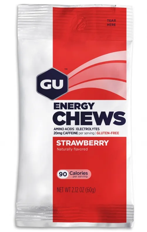 Конфеты-желе энергетические GU Energy Chews Strawberry, 60 г (20 мг кофеина)