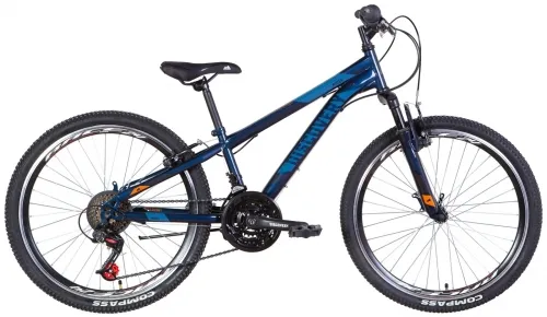 Велосипед 24 Discovery RIDER AM Vbr (2022) темно-синий с оранжевым