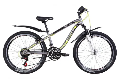 Велосипед 24 Discovery FLINT AM (2021) серебристо-черный с желтым