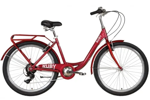 Велосипед 26 Dorozhnik RUBY Vbr (2022) красный с багажником и крыльями