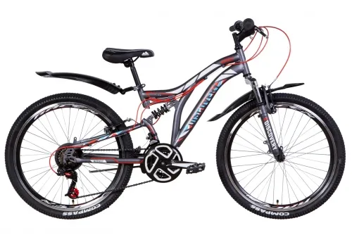 Велосипед 24 Discovery ROCKET AM2 (2021) графитово-белый с красным (м)