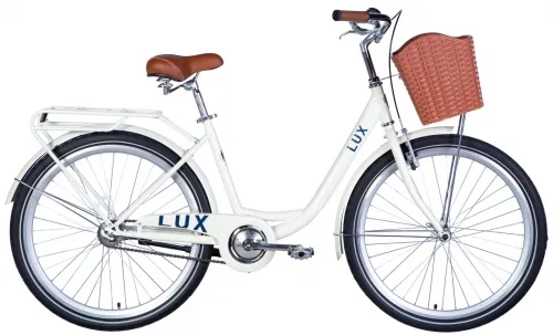 Велосипед 26 Dorozhnik LUX (2024) слонова кість з кошиком та багажником