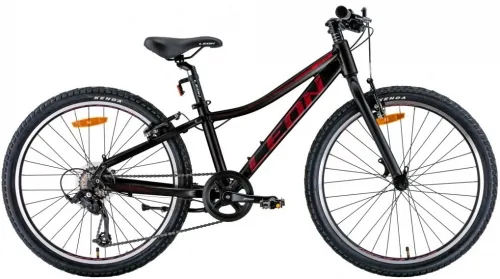 Велосипед 24 Leon JUNIOR Vbr (2022) черный с красным (м)