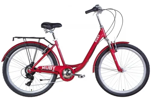 Велосипед 26 Dorozhnik RUBY AM Vbr (2022) красный с багажником и крыльями