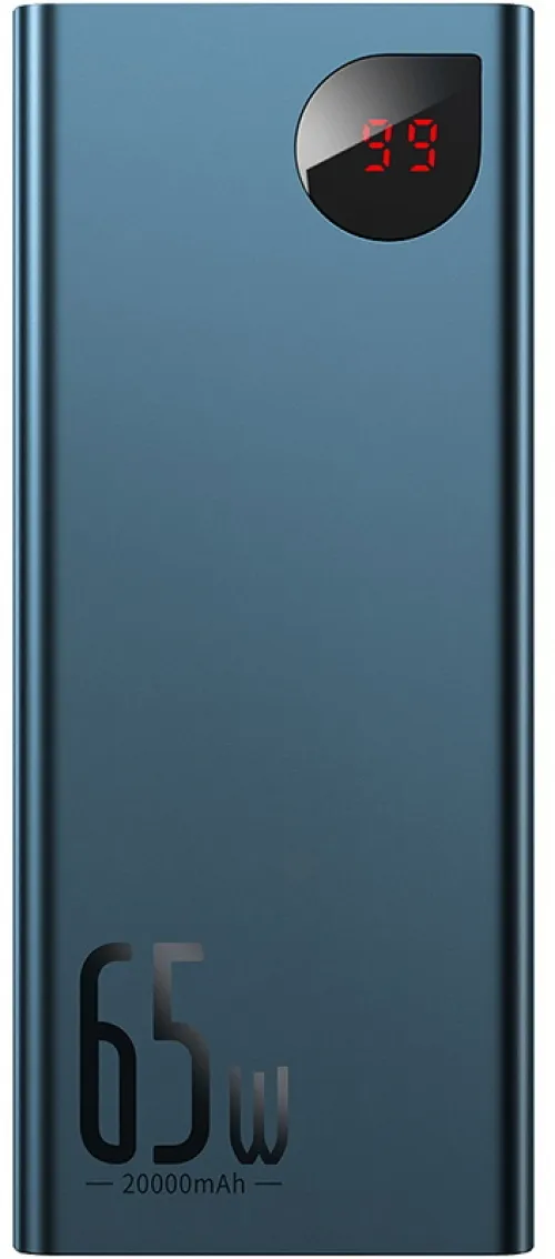 Універсальна мобільна батарея Baseus Adaman Metal 20000mAh PD 65W, USB-C, 2xUSB QC 3.0, Blue