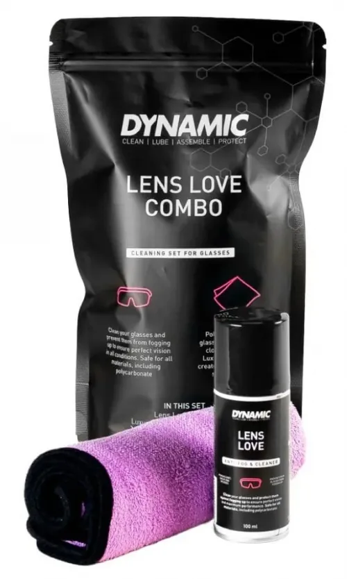 Очиститель и защита очков от запотевания Dynamic Lens Love, аероз/100мл +салфетка Luxury Microfibre