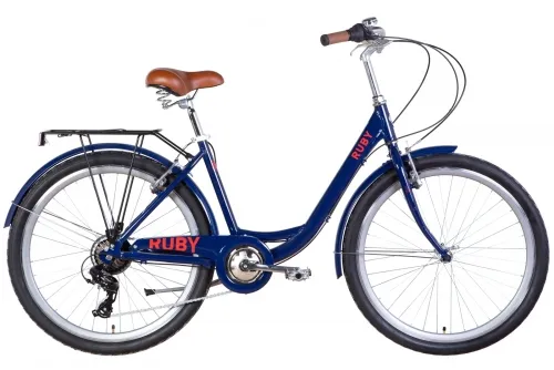 Велосипед 26 Dorozhnik RUBY Vbr (2022) темно-синій з багажником та крилами