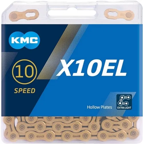 Цепь KMC X10EL Ti-N Gold 10-speed 114 links + замок
