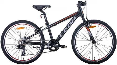 Велосипед 24 Leon JUNIOR Vbr (2020) чорно-помаранчевий з сірим (м)
