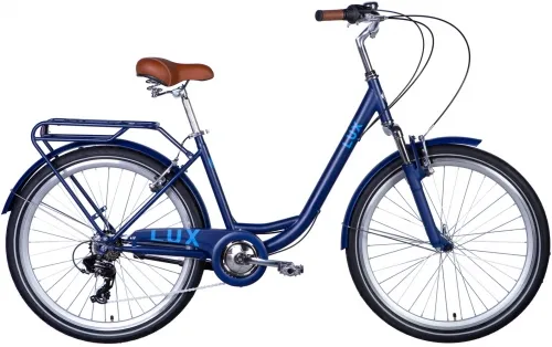 Велосипед 26 Dorozhnik LUX AM (2024) синий с голубым (м) с багажником и крыльями