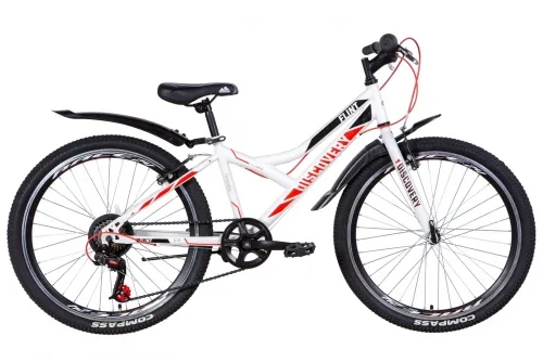 Велосипед 24 Discovery FLINT (2021) бело-черный с красным