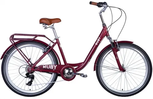 Велосипед 26 Dorozhnik RUBY AM (2024) темно-червоний (м) з багажником та крилами