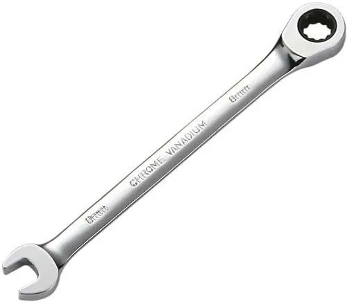 Ключ ICE TOOLZ рожковый накидной с трещёткой 8mm, 5 град, Cr-V сталь