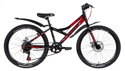 Велосипед 24 Discovery FLINT DD (2021) черно-красный с серым