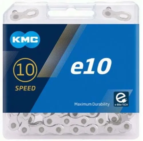Цепь KMC e10 10-speed 122 links silver + замок (для электровелосипедов)