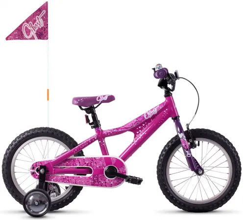 Велосипед 16 Ghost POWERKID (2021) рожево-фіолетовий-білий