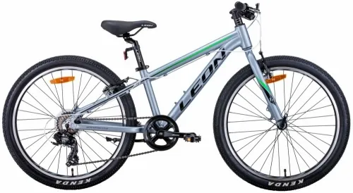 Велосипед 24 Leon Junior (2021) серебристо-черный с зеленым
