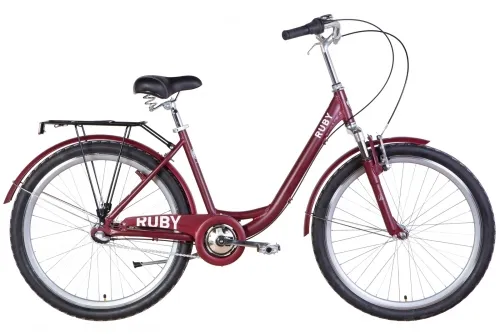 Велосипед 26 Dorozhnik RUBY AM планет. (2022) темно-червоний (м) з багажником та крилами