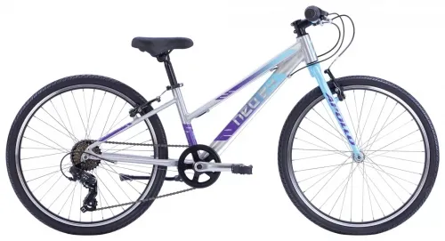 Велосипед 24 Apollo NEO 7s girls (2022) Brushed Alloy / Ice Blue / Purple Fade