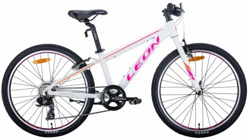 Велосипед 24 Leon Junior (2021) бело-малиновый с оранжевым