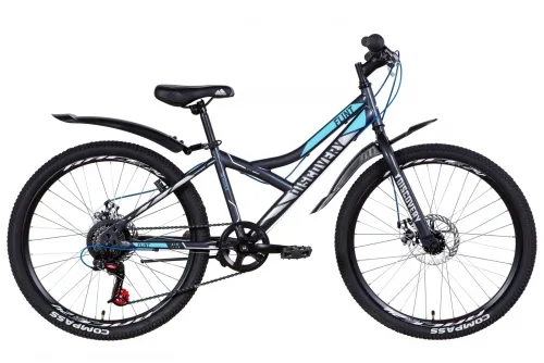Велосипед 24 Discovery FLINT DD (2021) черно-синий с серым