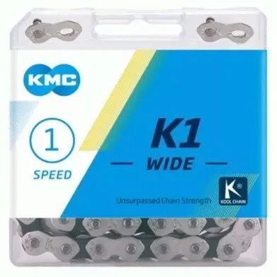 Ланцюг KMC K1 Wide 1-speed 112 links silver/black + замок