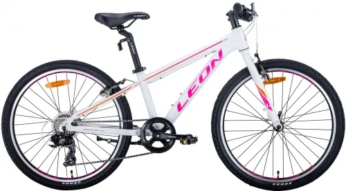 Велосипед 24 Leon JUNIOR Vbr (2020) бело-малиновый с оранжевим