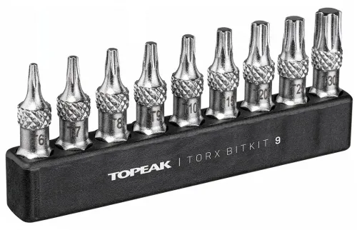 Набор бит Topeak Torx BitKit 9, 9 pcs high quality ratchet tool use Torx bits, 30mm height with knurling for easy use