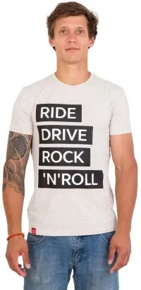Футболка чоловіча Ride drive rock & roll, бежева