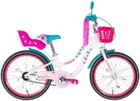 Велосипед 20" Formula FLOWER PREMIUM (2022) белый с розовым и бирюзовый