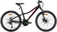 Велосипед 24" Leon JUNIOR AM DD (2022) черный с красным (м)