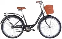Велосипед 26" Dorozhnik LUX Velosteel (2022) чорний (м) з багажником, крилами та кошиком