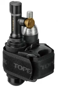 Ремкомплект/насос Topeak Tubi Master X, 2-in-1 tubeless tire repair kit w/one 25g CO2 cartridge and disc insertion spacer, strap mount