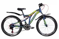 Велосипед 24" Discovery ROCKET AM2 (2021) сине-желто-салатовый