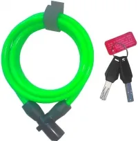 Замок Onguard Lightweight Key Coil Cable Lock, стальной трос 150см х 8мм, с виниловым покрытием + 2 ключа, зеленый
