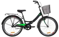 Велосипед 24" Formula SMART 2019 черно-салатный с багажником, крылом и корзиной